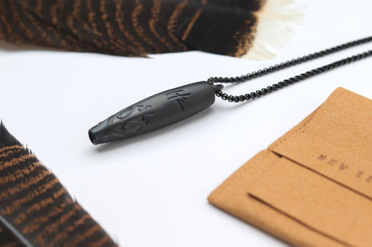 breathing necklace, anxiety whistle, ha tool, anxiety necklace, ha tool koru, matt black